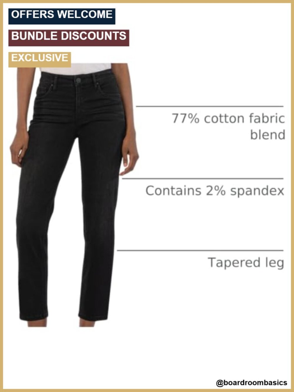 High-Rise Straight Leg Raw Hem Jeans Cotton Blend Stretch - Picture 3 of 3